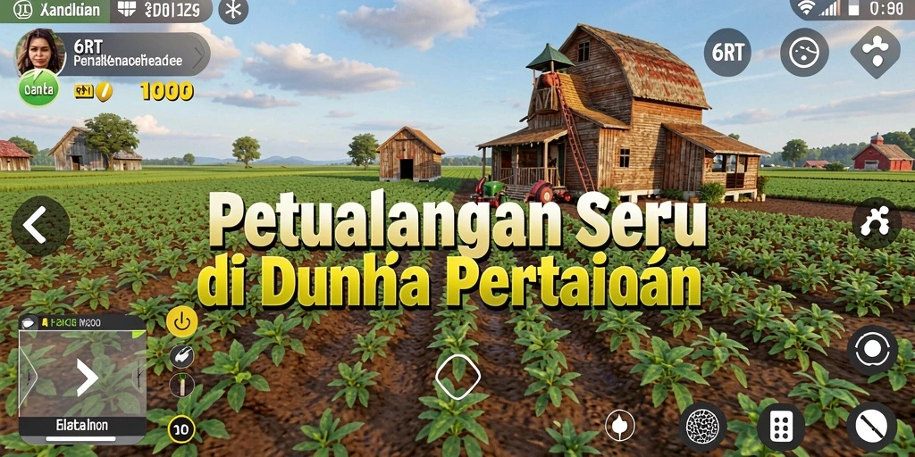 Tampilan permainan 6RT yang menarik dan interaktif dalam bertani.