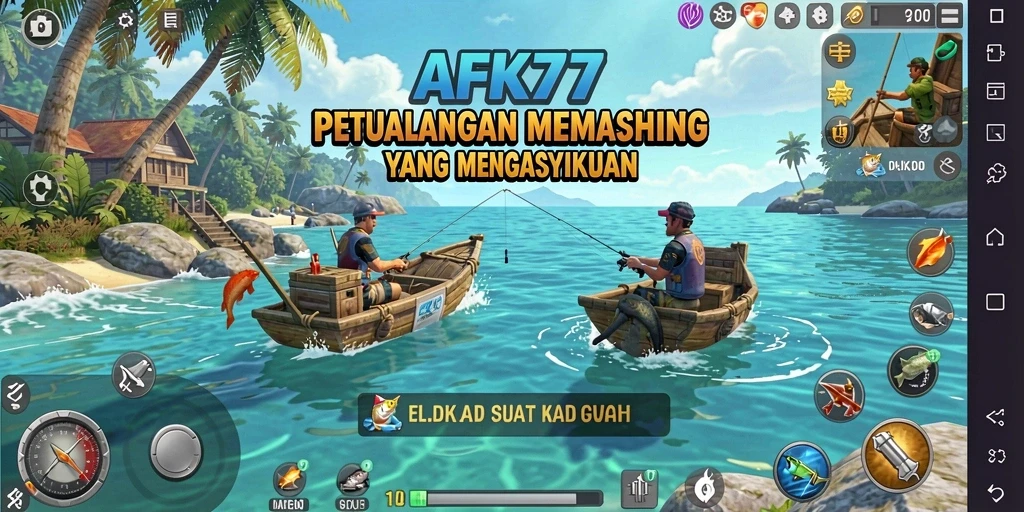 Gameplay AFK77 yang menarik dalam suasana memancing yang indah.