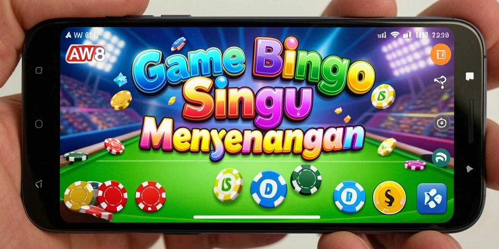 Screenshot gameplay AW8 menampilkan suasana bingo yang seru.