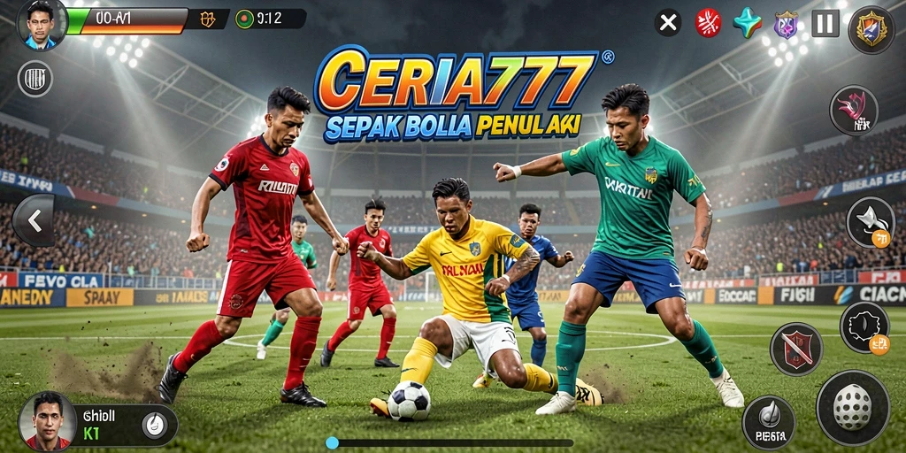 Screenshot CERIA777 menampilkan aksi seru dalam pertandingan sepak bola.