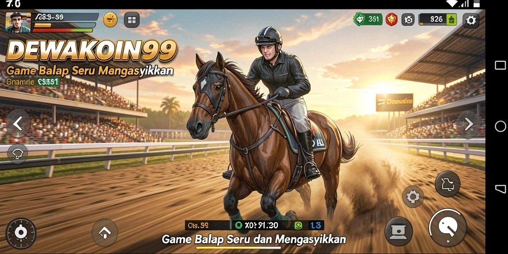 Gameplay seru DEWAKOIN99 dengan mobil balap di trek menantang.