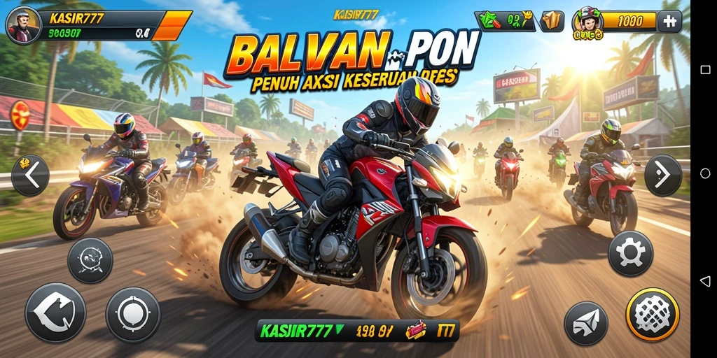 Tampilkan aksi balapan seru dalam KASIR777 dengan motor yang bertenaga.