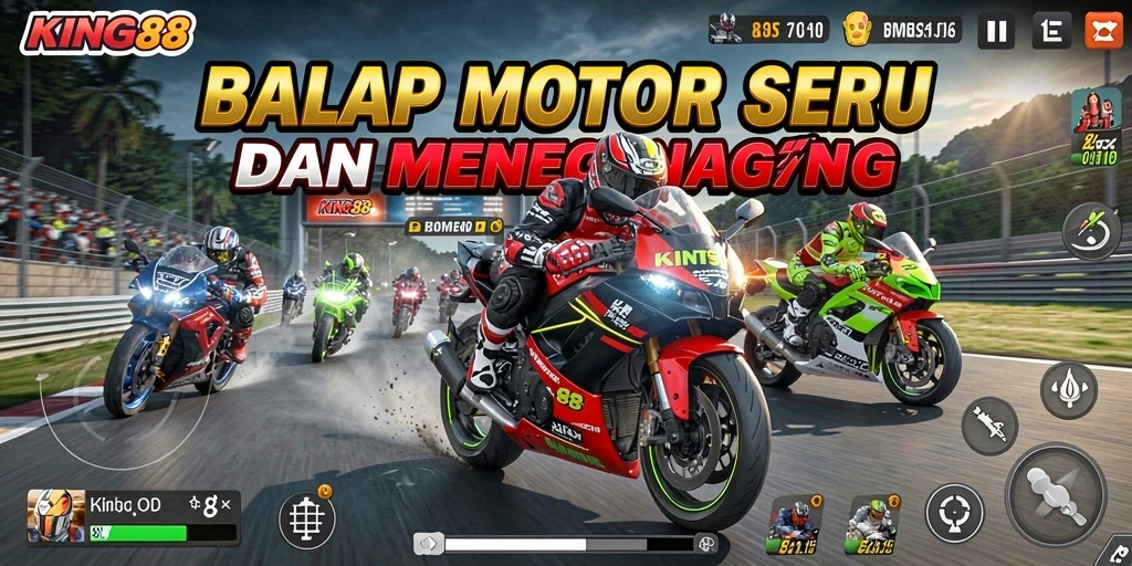 Gameplay menegangkan di KING88 dengan balapan motor yang seru dan kompetitif.