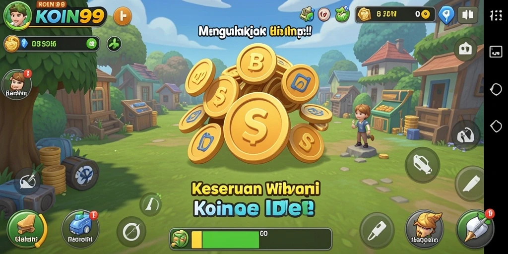 Tampilan gameplay KOIN99 yang mengasyikkan dengan pengumpulan koin.