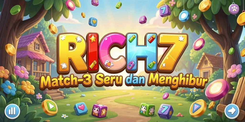Tampilan menarik dari gameplay <strong>Match-3</strong> di RICH7.