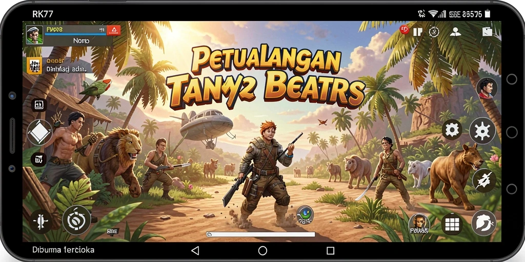 Tampilan gameplay RK77 menunjukkan petualangan seru di dunia terbuka.