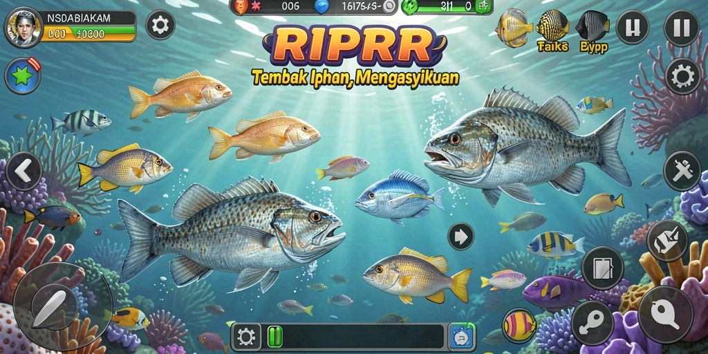 Screenshot menunjukkan momen seru dalam permainan Tembak Ikan RPRR.