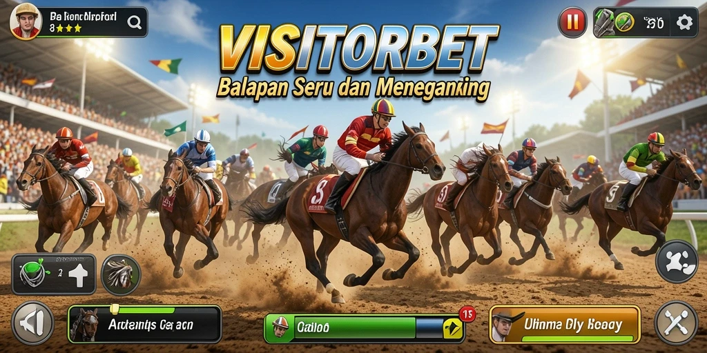 Tampilan seru gameplay balapan di VISITORBET dengan mobil dan trek menantang.