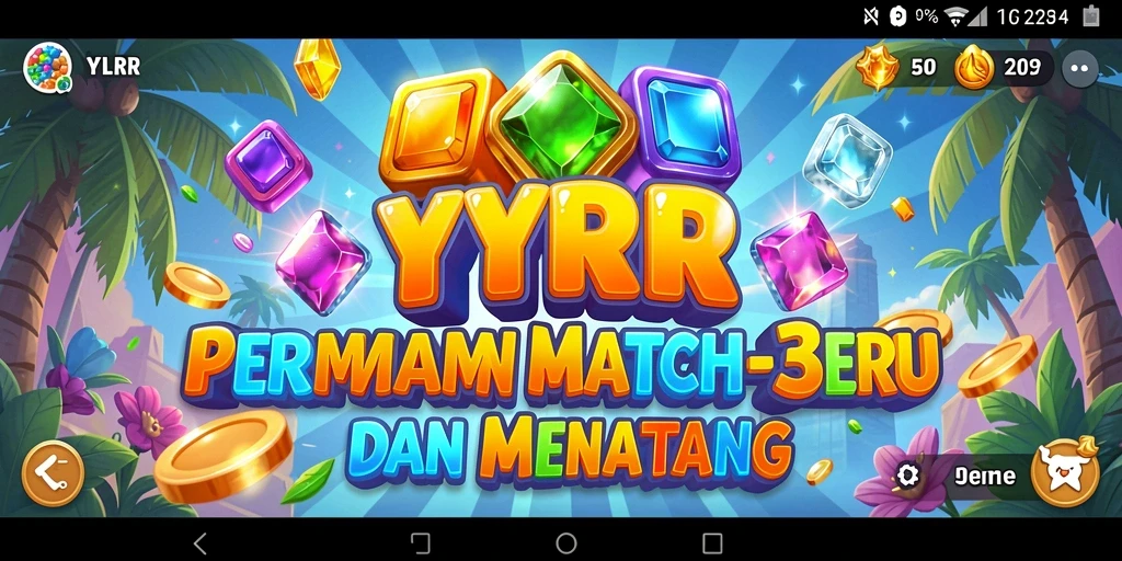Tangkapan layar gameplay YYRR menunjukkan momen mencocokkan benda berwarna.